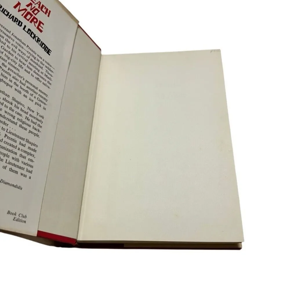 Preach No More Richard Lockridge Book Club Edition H/C 1970